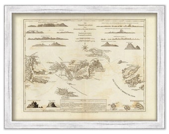 VIRGIN ISLANDS  - St Thomas, St Croix, St John, Virgin Gorda, Tortola and Josh Van Dyke -  1775 Nautical Chart