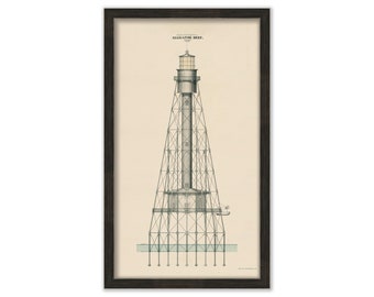 ALLIGATOR REEF LIGHT, Florida  - Drawing and Plan of the Lighthouse as it was in 1873.