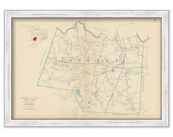 SUDBURY, Massachusetts 1908 Map - Replica or GENUINE Original