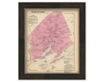 FREEPORT, Maine 1871 Map, Replica or Genuine ORIGINAL