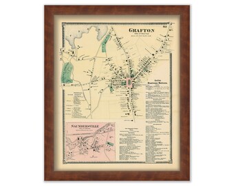 Village of GRAFTON, Massachusetts 1870 Map