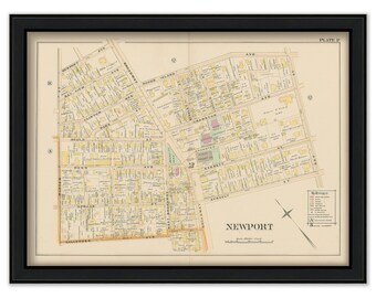 NEWPORT, Rhode Island 1893 Map-Plate P