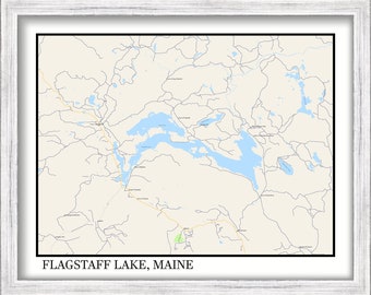 FLAGSTAFF LAKE, Maine -  Contemporary Map Poster