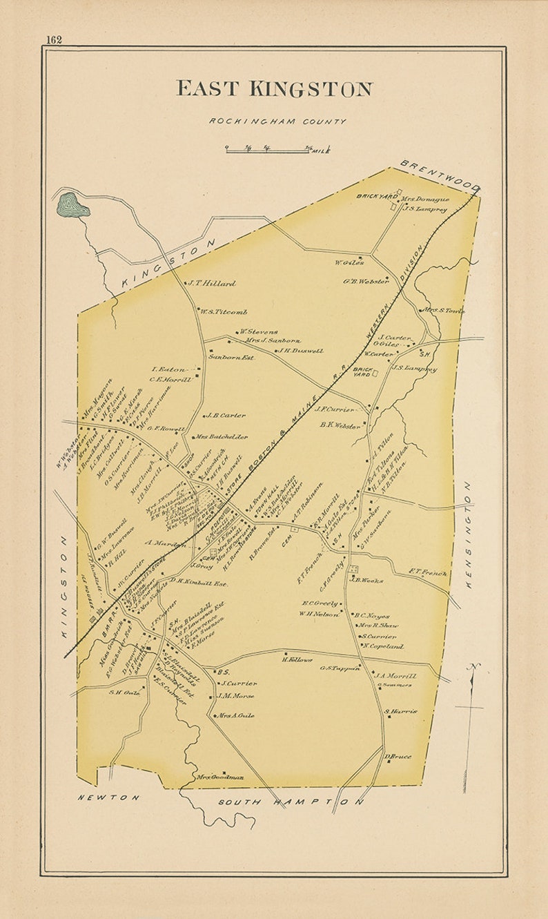 KINGSTON New Hampshire 1892 Map Etsy