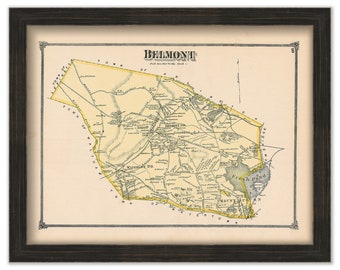 BELMONT, Massachusetts 1875 Map - Replica or Genuine ORIGINAL
