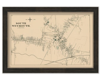 South Weymouth, Massachusetts 1876 Map - Replica or GENUINE ORIGINAL