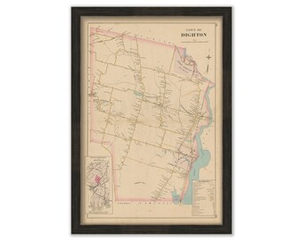 DIGHTON, Massachusetts 1895 Map - Replica or GENUINE Original