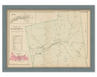 HAMPDEN, Massachusetts 1894 Map  -  Replica or Genuine ORIGINAL