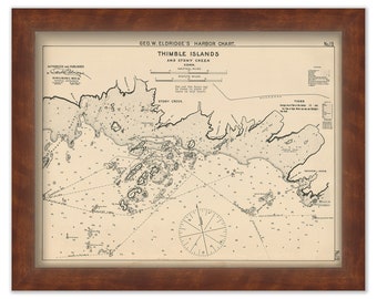 THIMBLE ISLANDS, Connecticut - Nautical Chart by George W. Eldridge 1901