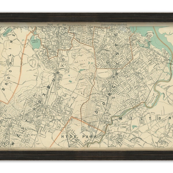 DORCHESTER, Massachusetts and the surrounding area, 1904 Map/Chart - Replica or GENUINE Original