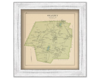 SWANZEY, New Hampshire 1892 Map, Replica or genuine ORIGINAL