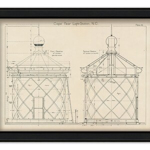 CAPE FEAR LIGHTHOUSE, Bald Head Island, North Carolina  - Detailed Drawing of the Lighthouse Lantern Room 1860