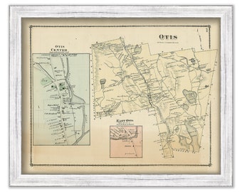 Town of Otis, Massachusetts 1876 Map-Colored Reproduction
