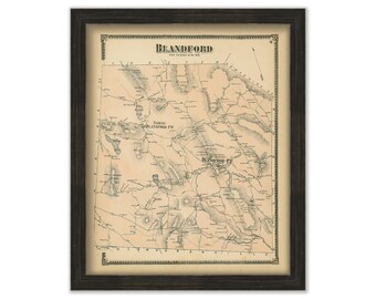 BLANDFORD, Massachusetts 1870 Map - Replica or Genuine ORIGINAL