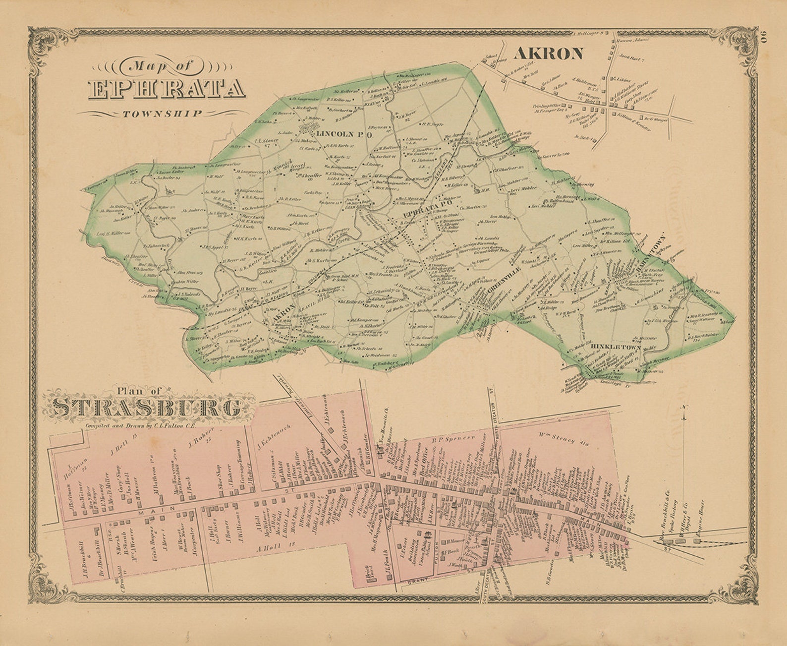 EPHRATA Pennsylvania 1875 Map Replica or GENUINE ORIGINAL - Etsy