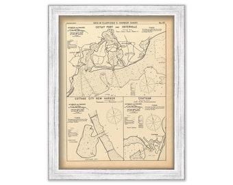 Cotuit Port, Osterville, Chatham and Cottage City, Massachusetts - Nautical Chart by George W. Eldridge 1901