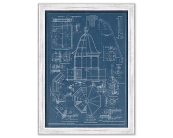 SOUTHWEST LEDGE LIGHTHOUSE, New Haven, Connecticut 1875  -  Lantern Details Blueprint