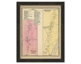 Village of AGAWAM, Massachusetts 1870 Map - Replica or Genuine ORIGINAL