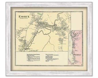 ESSEX VILLAGE, Massachusetts 1872 Map - Replica or Genuine ORIGINAL