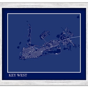 KEY WEST, Florida  -   Contemporary Map Poster Blueprint
