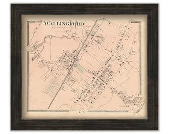 WALLINGFORD, Connecticut, 1868 Map, Replica or Genuine Original