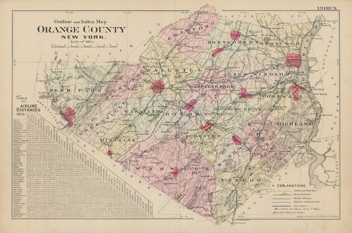 TUXEDO PARK New York 1903 Map Replica or Genuine Original Etsy
