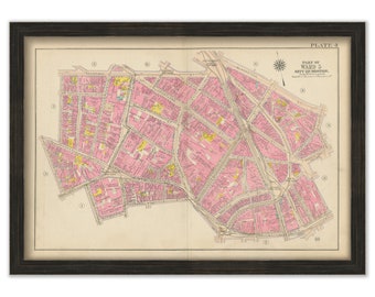 BOSTON, Massachusetts 1917 Map, Plate 4, West End  -  Replica or Genuine ORIGINAL