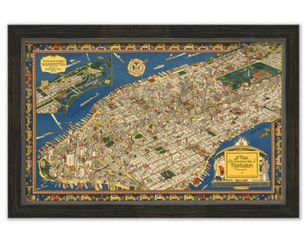 MANHATTAN, New York - 1927 Pictorial Map