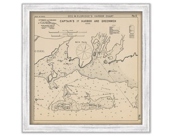 Greenwich and Captain's Island Harbor, Connecticut - Nautical Chart by George W. Eldridge 1901
