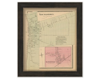 YOUNGSTOWN, New York 1875 Map, Replica or Genuine Original