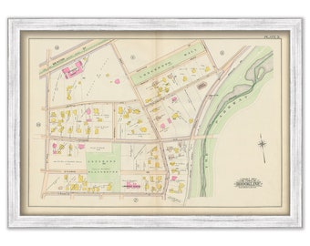 BROOKLINE, Massachusetts 1900 map, Plate 3 - Brookline Ave, Aspinwell St, Linden St - Replica or GENUINE ORIGINAL