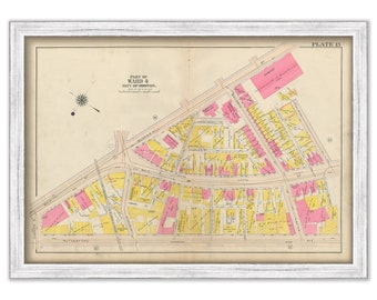 CHARLESTOWN, Massachusetts 1912 map, Plate 15 - SULLIVAN SQUARE - Replica or Genuine Original