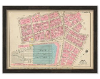 BOSTON, Massachusetts 1917 Map, Plate 12, South Station, Financial District  -  Replica or Genuine ORIGINAL