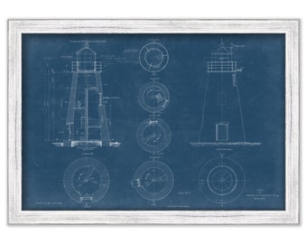 CONCORD POINT LIGHTHOUSE, Maryland  - Blueprint Drawing and Plan of the Lighthouse as it was in 1891