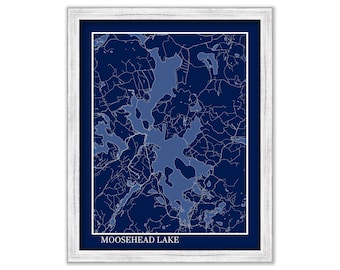 MOOSEHEAD LAKE, Maine - Contemporary Map Poster Blueprint