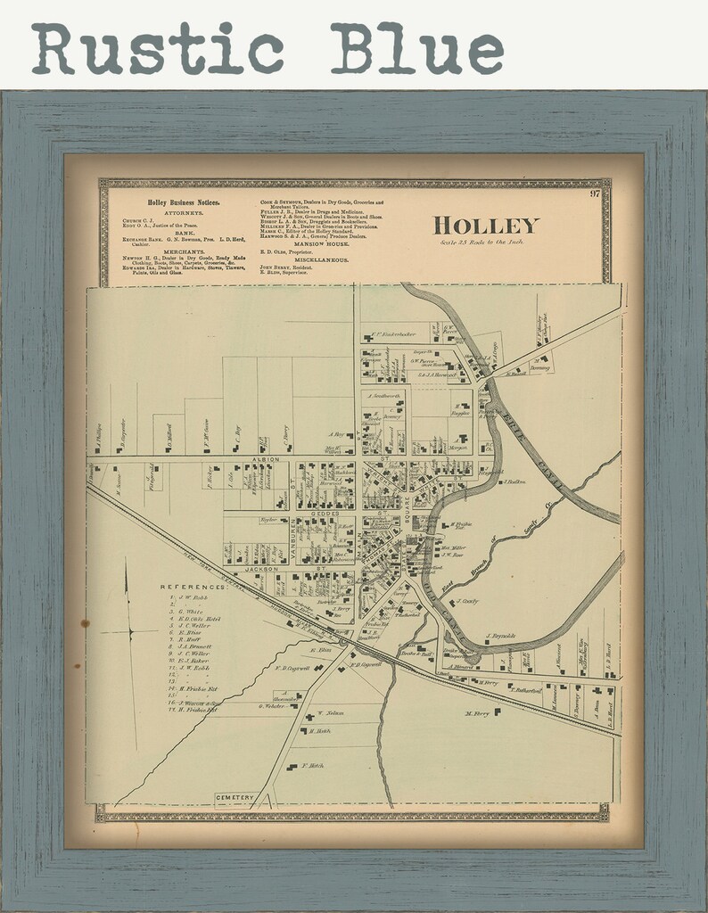 HOLLEY New York 1875 Map Replica or Genuine Original Etsy