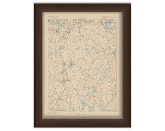 HINGHAM, COHASSET and HANOVER, Massachusetts 1890 - Topographic Map - Replica and Genuine Original