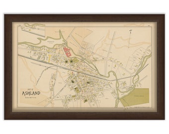 ASHLAND, Massachusetts 1889 Map - Replica or Genuine ORIGINAL