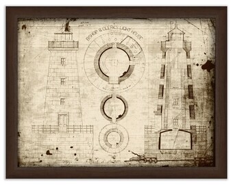 BISHOP and CLERKS LIGHTHOUSE, Barnstable, Massachusetts  - Plan of the Lighthouse in 1854