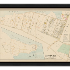 NEWPORT, Rhode Island 1893 Map-Plate G
