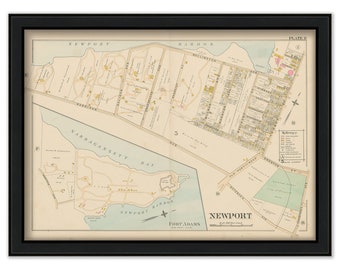 NEWPORT, Rhode Island 1893 Map-Plate G