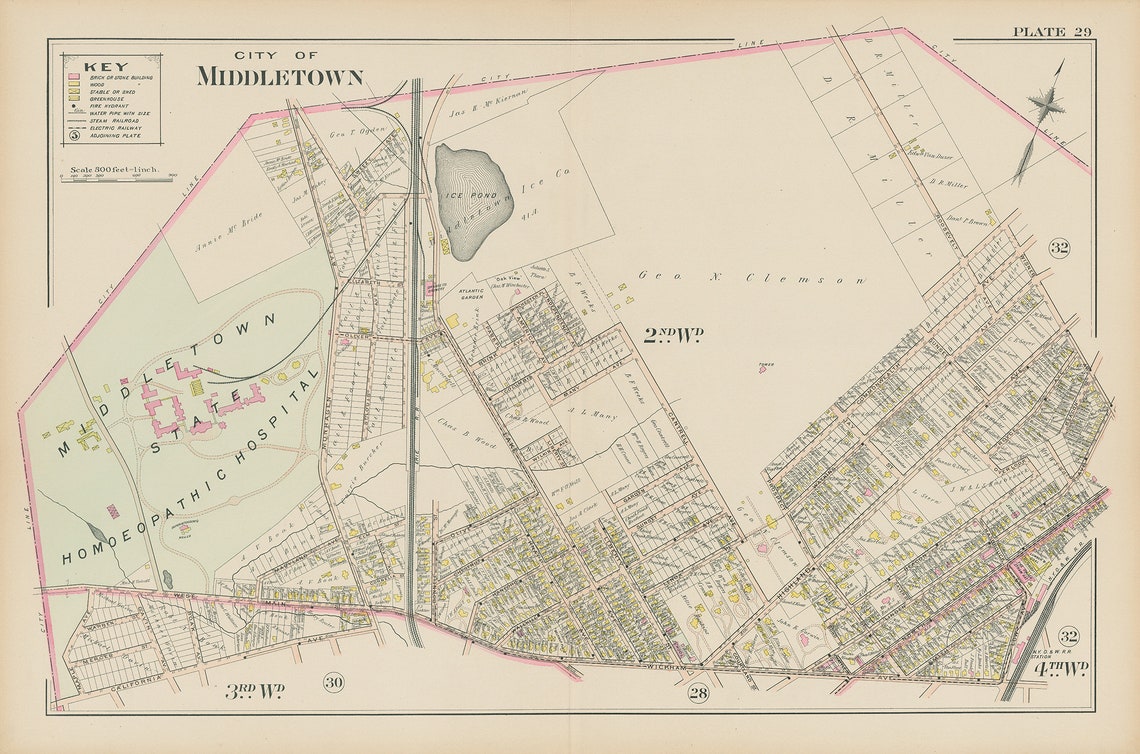 MIDDLETOWN New York 1903 Map Replica or Genuine Original Etsy
