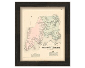 TRENTON and LAMOINE, Maine 1881 Map, Replica or Genuine Original