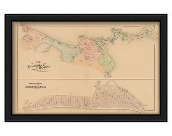 NANTASKET BEACH, Masachusetts 1879 Map Colored Reproduction