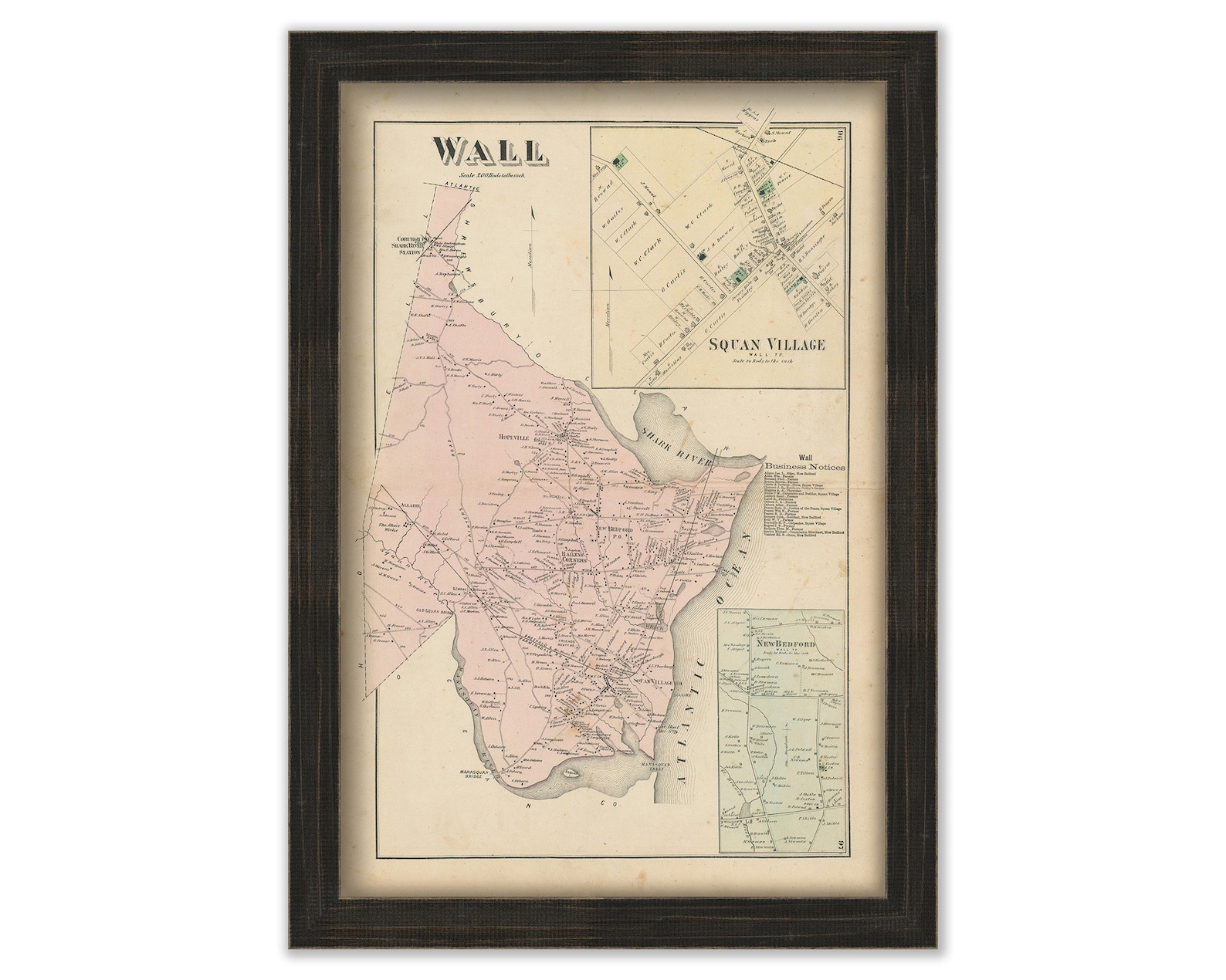 WALL TOWNSHIP New Jersey 1873 Map Replica or Genuine Etsy