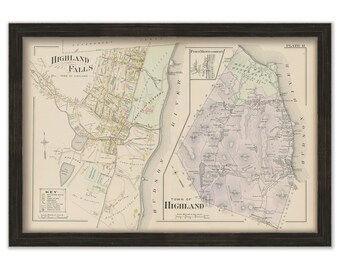 HIGHLAND and HIGHLAND FALLS, New York 1903 Map - Replica or Genuine Original