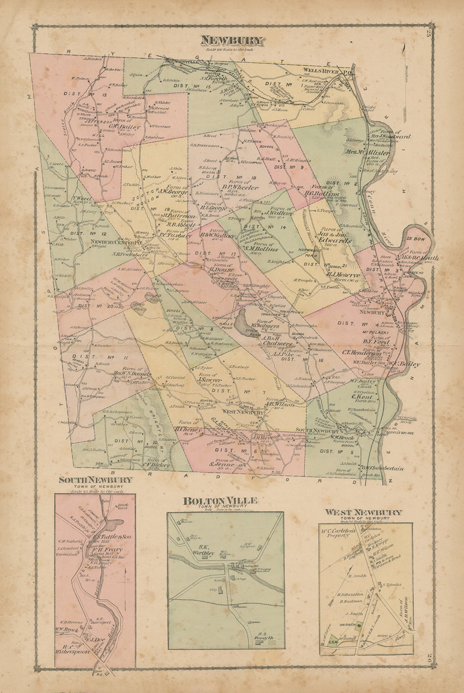 NEWBURY Vermont 1877 Map Replica or Genuine ORIGINAL Etsy