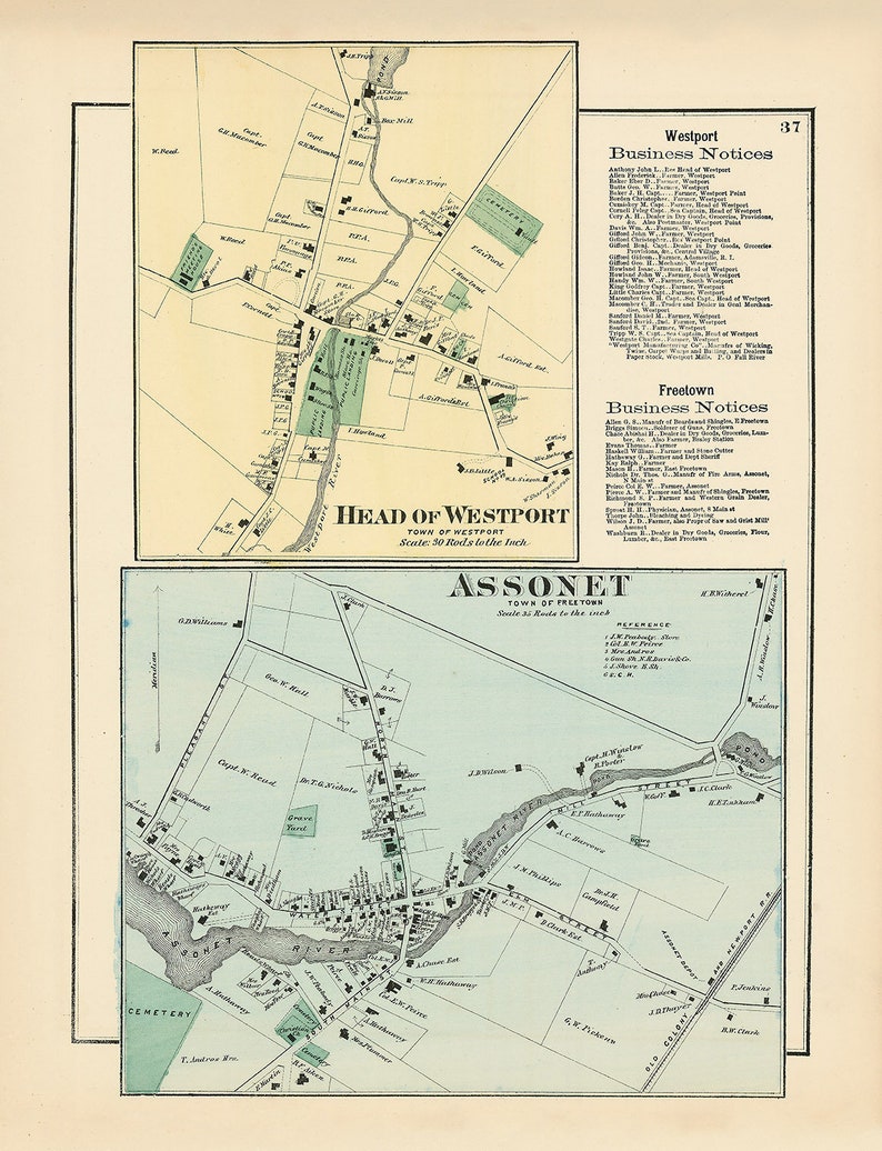 Massachusetts 1871 Map Replica or GENUINE ORIGINAL Etsy