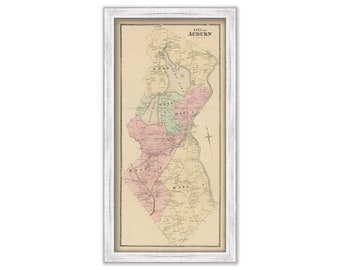 AUBURN, Androscoggin County, Maine 1873 Map, Replica or GENUINE Original