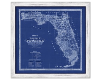 STATE of FLORIDA  -  1870 Map Blueprint